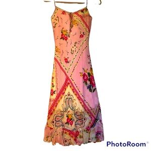 RARE Y2K CHARLOTTE RUSSE ROMANTIC CHIC FLORAL BEADED Overlay VTG COCKTAIL SLIP